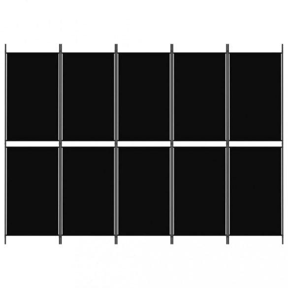 5 paneles fekete szövet térelválasztó 250x180 cm