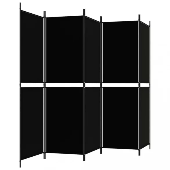 5 paneles fekete szövet térelválasztó 250x180 cm