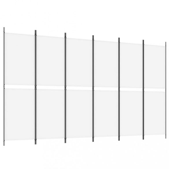 6 paneles fehér szövet térelválasztó 300x180 cm
