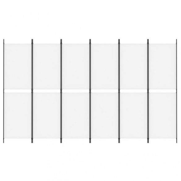 6 paneles fehér szövet térelválasztó 300x180 cm