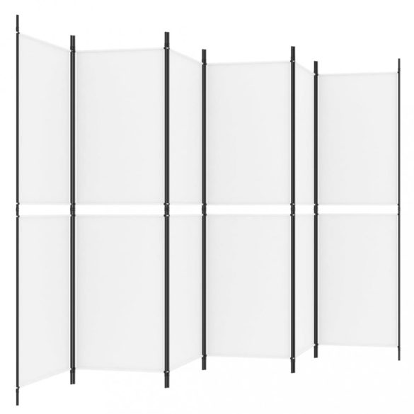 6 paneles fehér szövet térelválasztó 300x180 cm