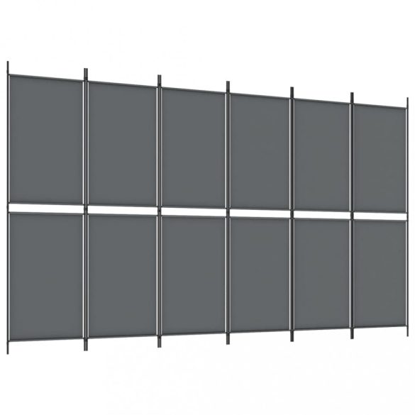 6 paneles antracitszürke szövet térelválasztó 300x180 cm