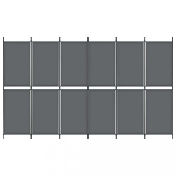 6 paneles antracitszürke szövet térelválasztó 300x180 cm