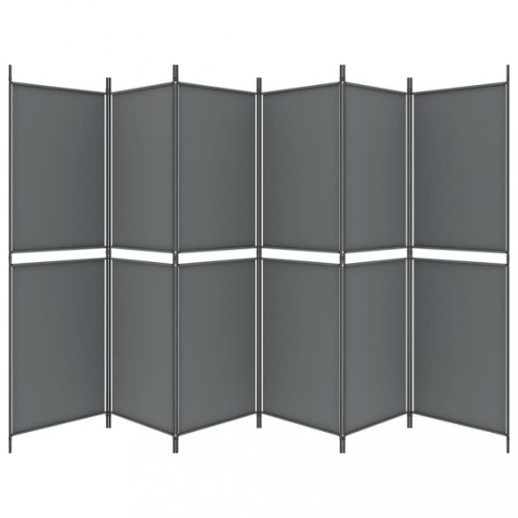 6 paneles antracitszürke szövet térelválasztó 300x180 cm