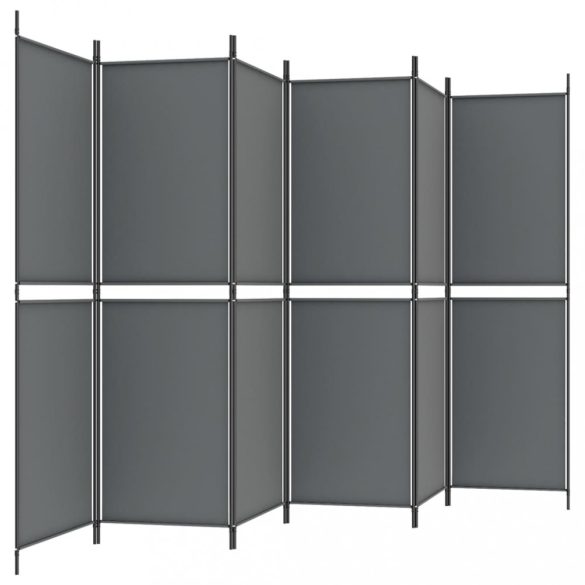 6 paneles antracitszürke szövet térelválasztó 300x180 cm