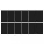 6 paneles fekete szövet térelválasztó 300x180 cm