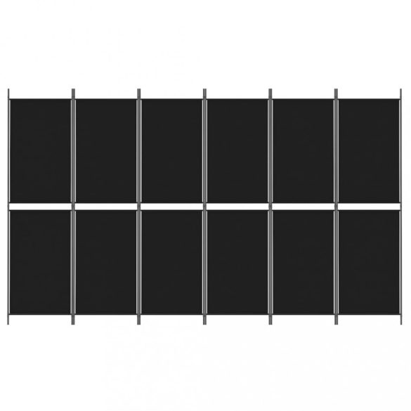 6 paneles fekete szövet térelválasztó 300x180 cm