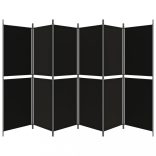 6 paneles fekete szövet térelválasztó 300x180 cm