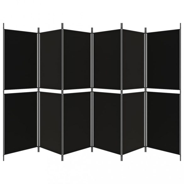 6 paneles fekete szövet térelválasztó 300x180 cm