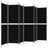 6 paneles fekete szövet térelválasztó 300x180 cm