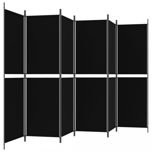 6 paneles fekete szövet térelválasztó 300x180 cm