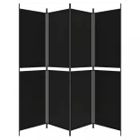 4 paneles fekete szövet térelválasztó 200 x 200 cm