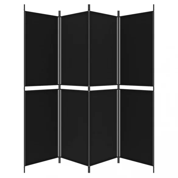 4 paneles fekete szövet térelválasztó 200 x 200 cm