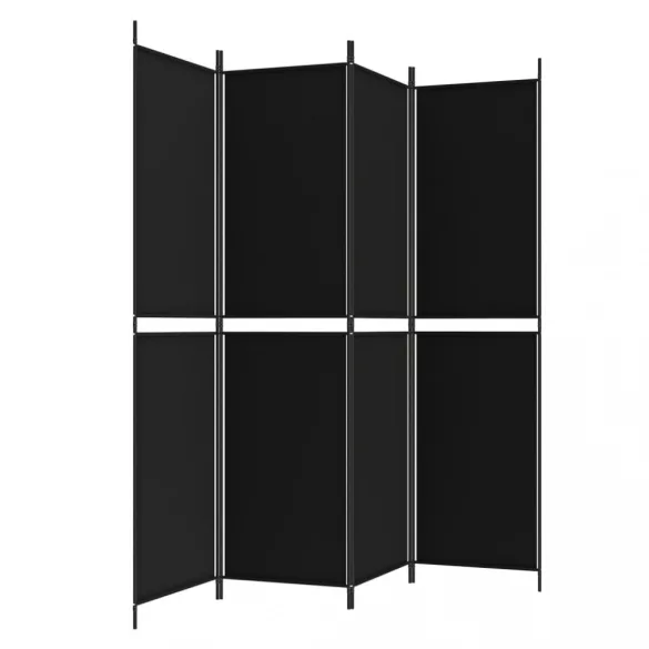 4 paneles fekete szövet térelválasztó 200 x 200 cm