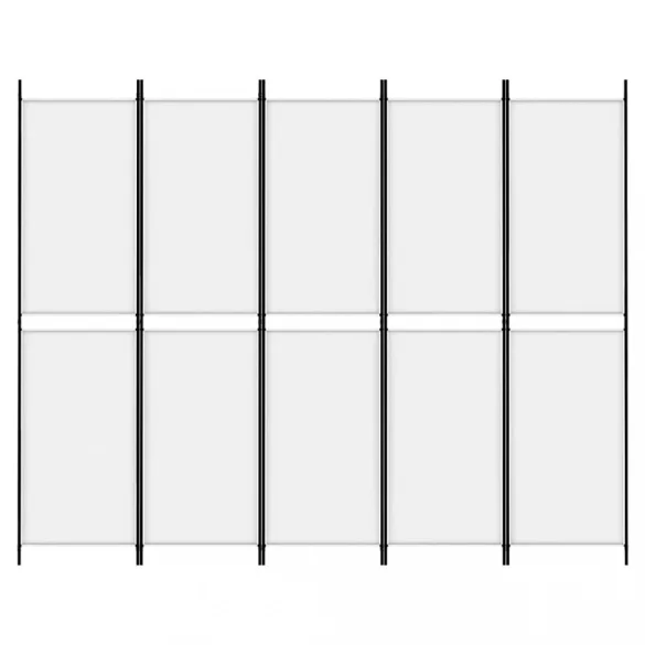 fehér 5 paneles paraván 250x200 cm szövet