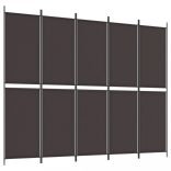 5 paneles barna szövet paraván 250x200 cm