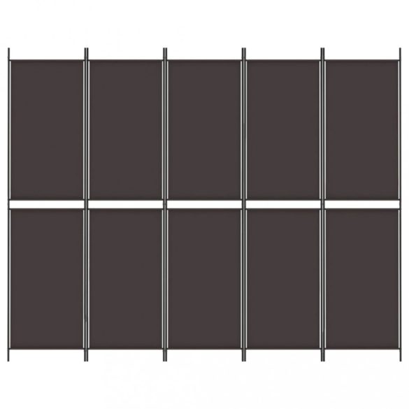 5 paneles barna szövet paraván 250x200 cm