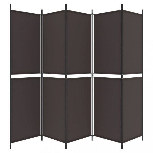 5 paneles barna szövet paraván 250x200 cm