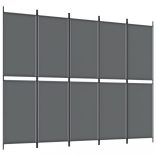 5 paneles antracitszürke szövet térelválasztó 250x200 cm