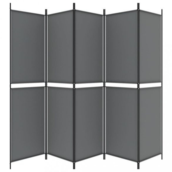 5 paneles antracitszürke szövet térelválasztó 250x200 cm