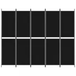 5 paneles fekete szövet térelválasztó 250x200 cm