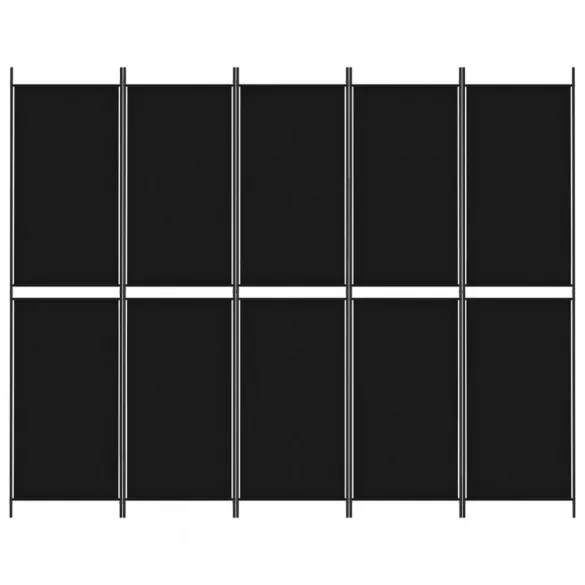5 paneles fekete szövet térelválasztó 250x200 cm