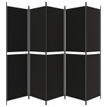 5 paneles fekete szövet térelválasztó 250x200 cm