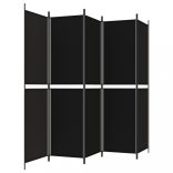 5 paneles fekete szövet térelválasztó 250x200 cm