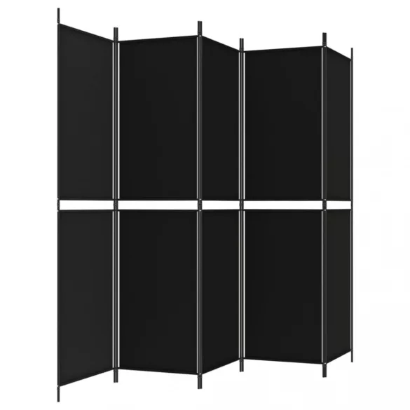 5 paneles fekete szövet térelválasztó 250x200 cm