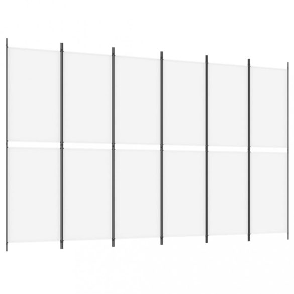 6 paneles fehér szövet térelválasztó 300x200 cm