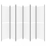6 paneles fehér szövet térelválasztó 300x200 cm