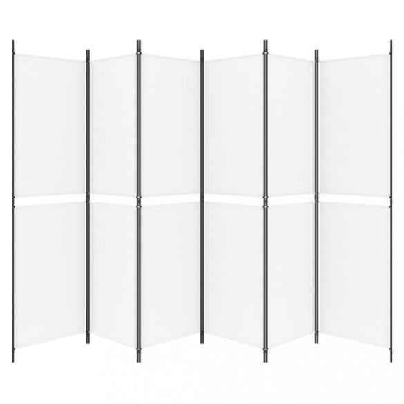 6 paneles fehér szövet térelválasztó 300x200 cm
