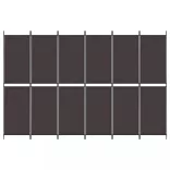 6 paneles barna szövet paraván 300x200 cm