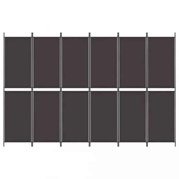 6 paneles barna szövet paraván 300x200 cm