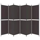 6 paneles barna szövet paraván 300x200 cm