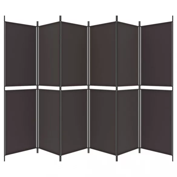 6 paneles barna szövet paraván 300x200 cm