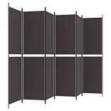 6 paneles barna szövet paraván 300x200 cm