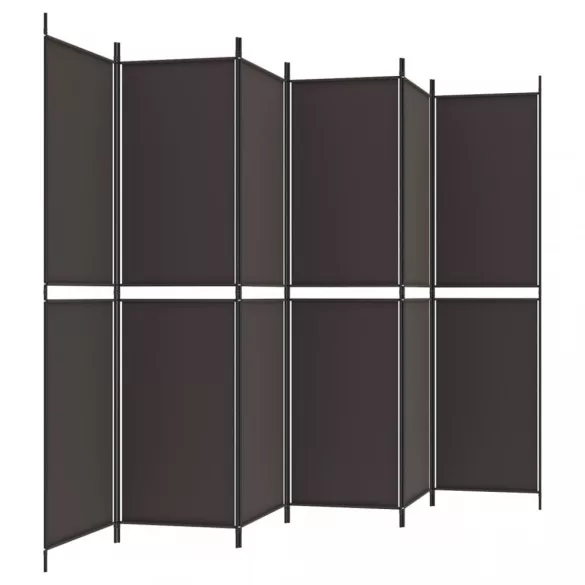 6 paneles barna szövet paraván 300x200 cm