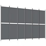 6 paneles antracitszürke szövet térelválasztó 300x200 cm