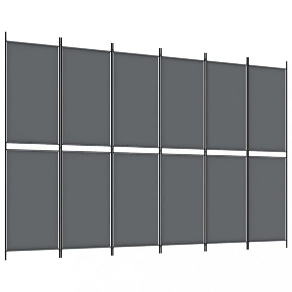 6 paneles antracitszürke szövet térelválasztó 300x200 cm