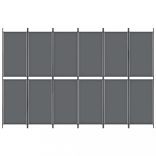 6 paneles antracitszürke szövet térelválasztó 300x200 cm