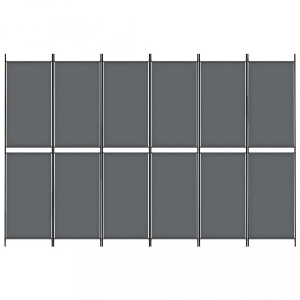 6 paneles antracitszürke szövet térelválasztó 300x200 cm