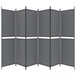 6 paneles antracitszürke szövet térelválasztó 300x200 cm