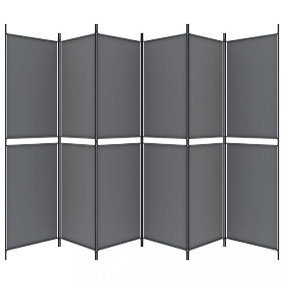 6 paneles antracitszürke szövet térelválasztó 300x200 cm