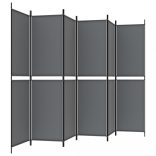 6 paneles antracitszürke szövet térelválasztó 300x200 cm