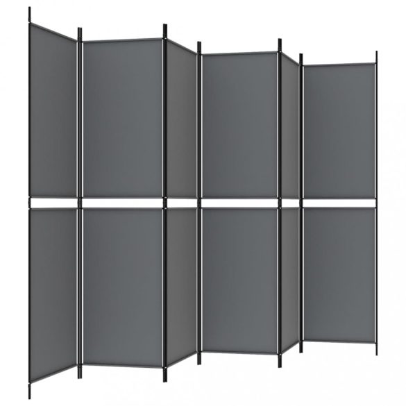 6 paneles antracitszürke szövet térelválasztó 300x200 cm