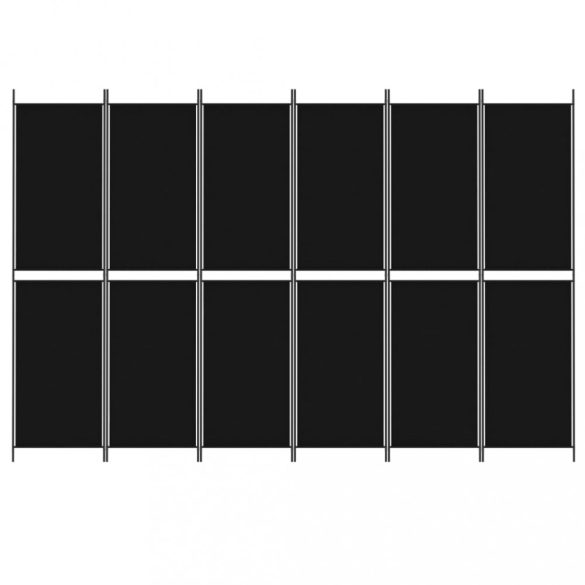 6 paneles fekete szövet térelválasztó 300x200 cm