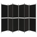 6 paneles fekete szövet térelválasztó 300x200 cm