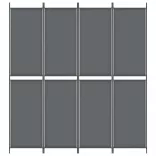 4 paneles antracitszürke szövet térelválasztó 200x220 cm