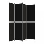 4 paneles fekete szövet térelválasztó 200x220 cm